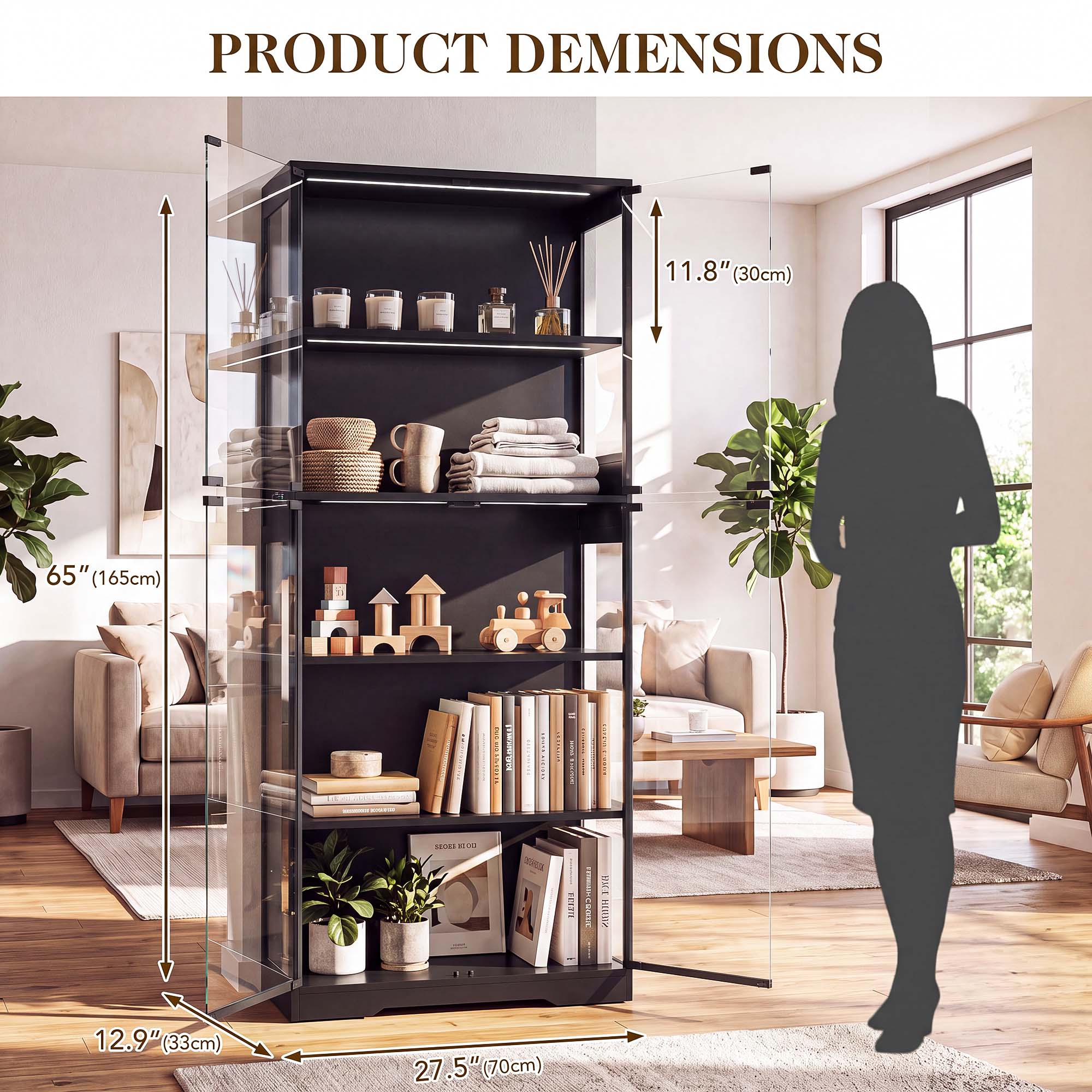 TCGBKAF 5‑Tier Display Cabinet - Collectible & Vintage Dolls For Halloween recension och pris