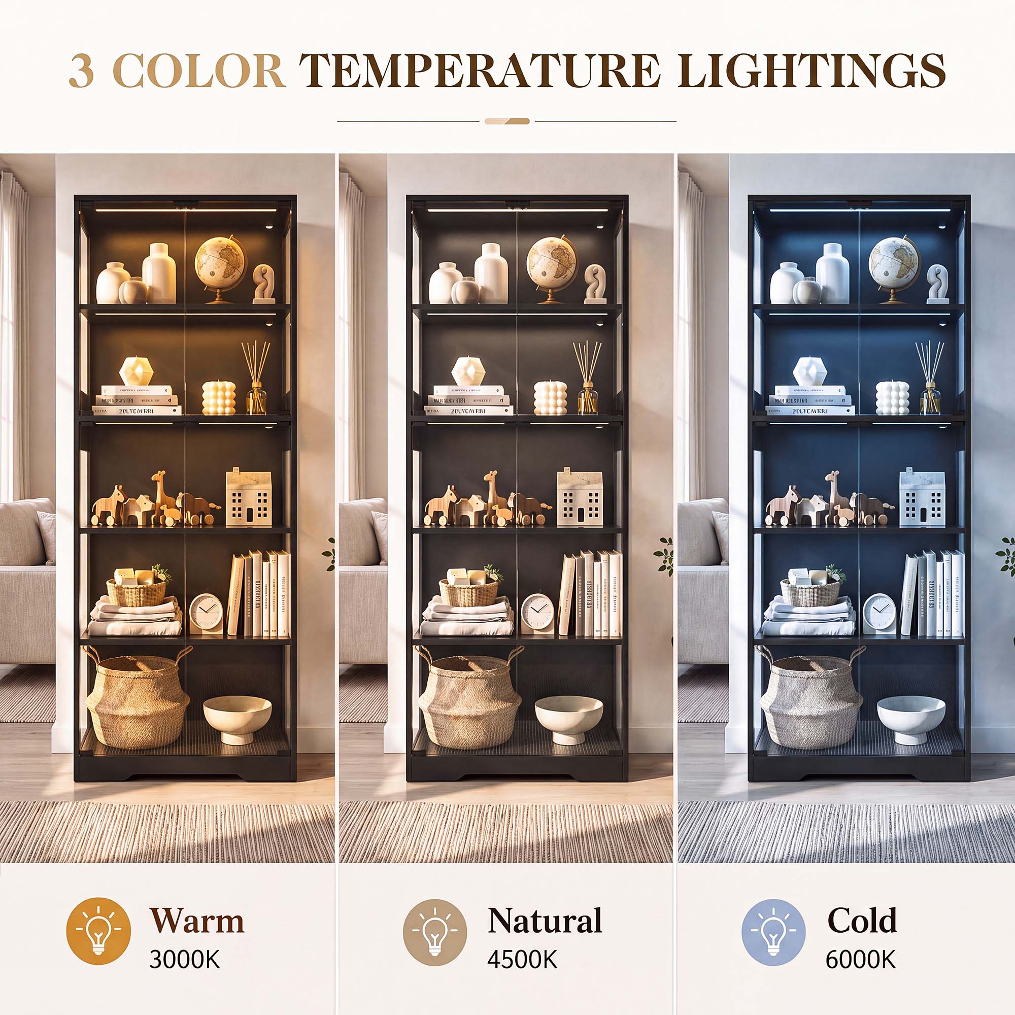 TCGBKAF 5‑Tier Display Cabinet - Collectible & Vintage Dolls For Halloween recension och pris