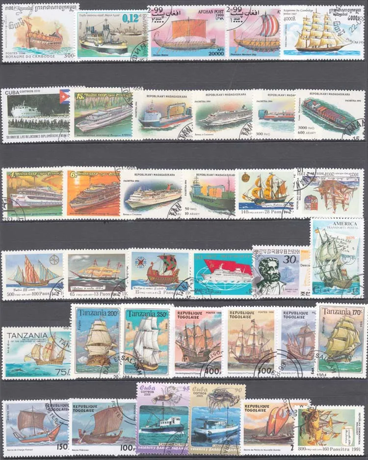100 Special Stamps of Ships an - Collectible Vintage Postage Stamps recension och pris