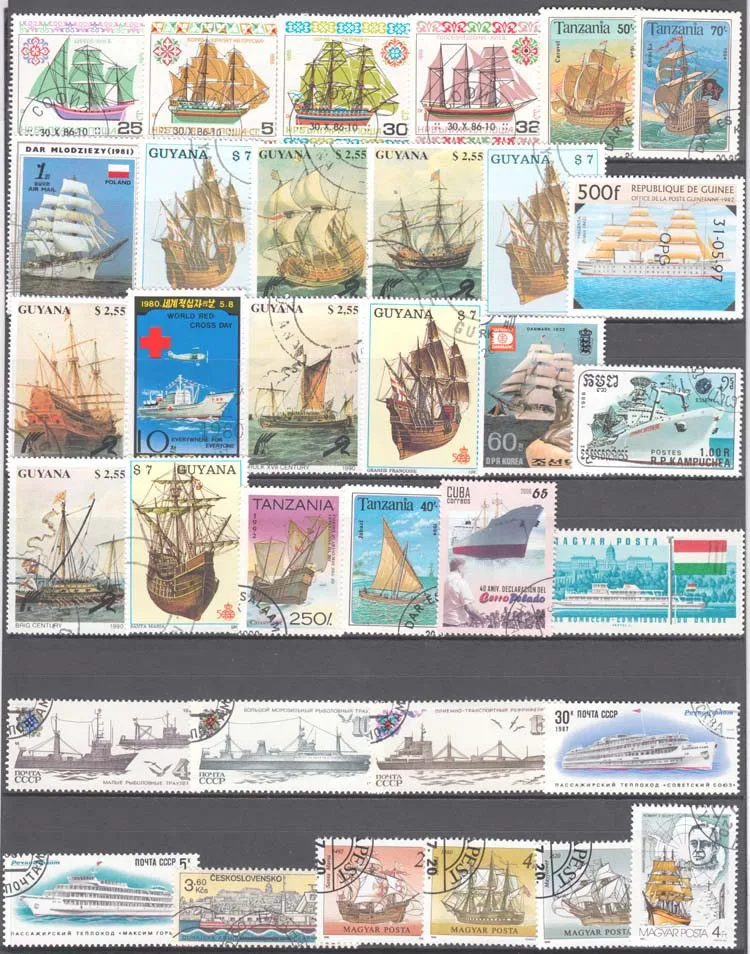 100 Special Stamps of Ships an - Collectible Vintage Postage Stamps recension och pris