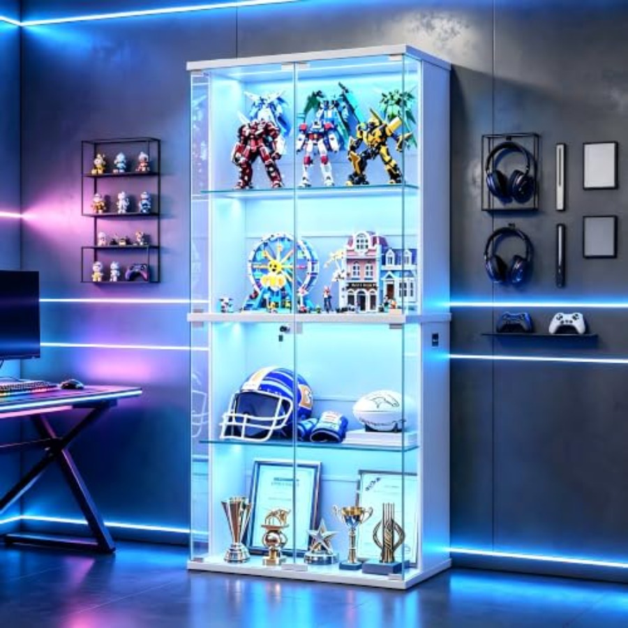 66 Glass Display Cabinet for C - Collectible & Vintage Dolls For Halloween recension och pris