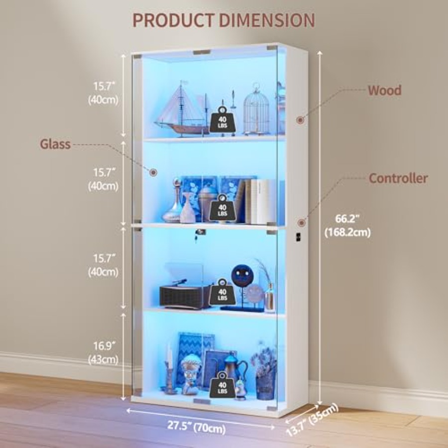 66 Glass Display Cabinet for C - Collectible & Vintage Dolls For Halloween recension och pris