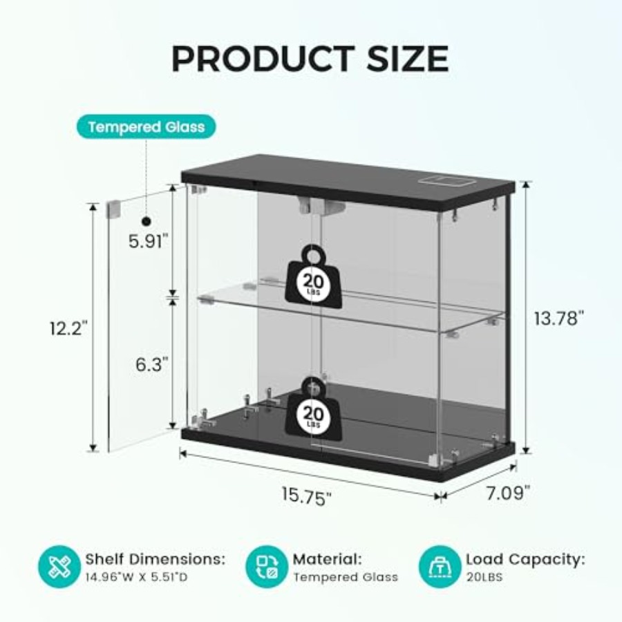 2pc Glass Display Case with LE - Collectible & Vintage Dolls For Halloween recension och pris