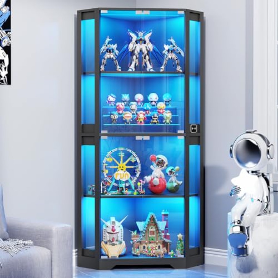 Lighted Corner Display Cabinet - Collectible & Vintage Dolls For Halloween recension och pris