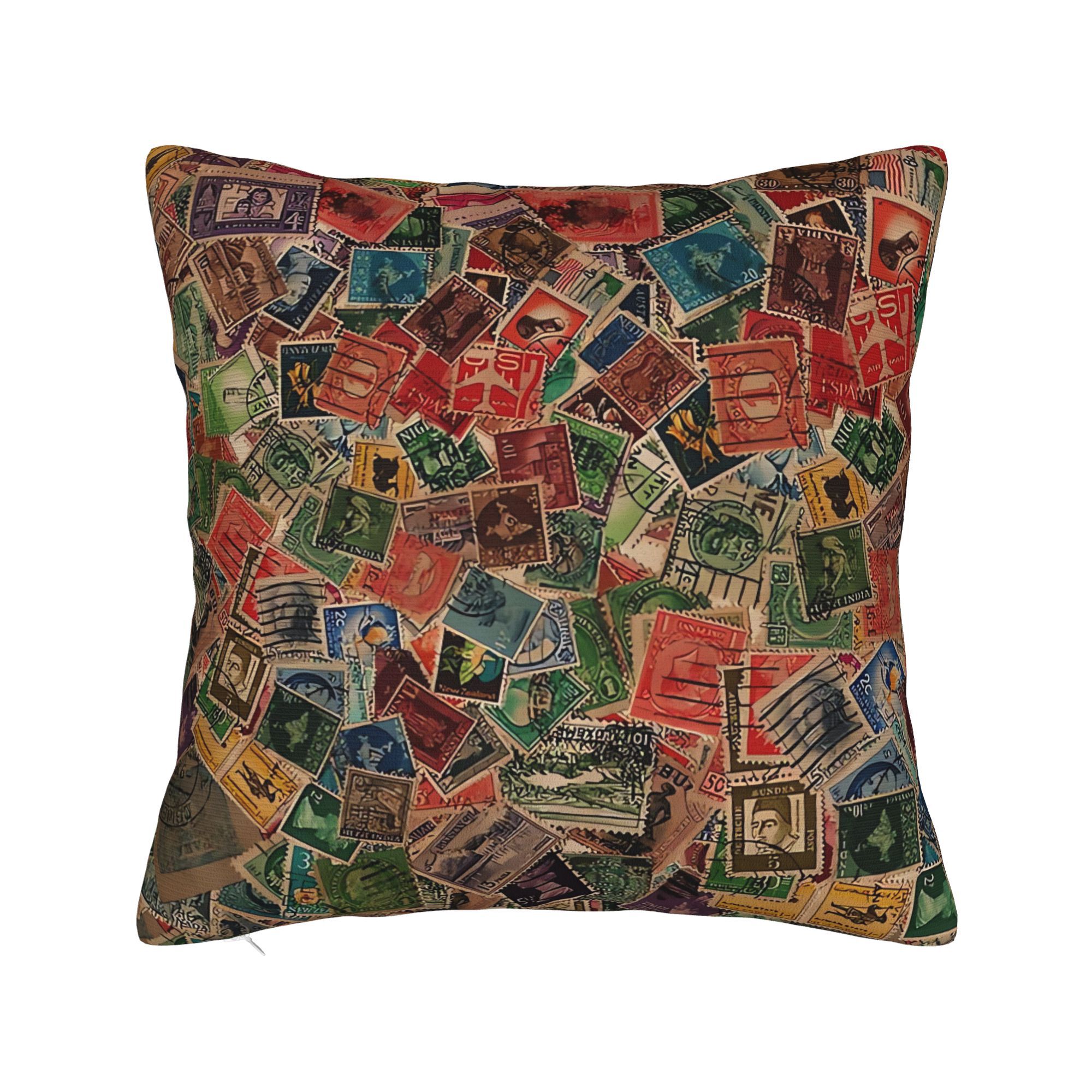 Elegant Cushion Cover Featurin - Collectible Vintage Postage Stamps recension och pris