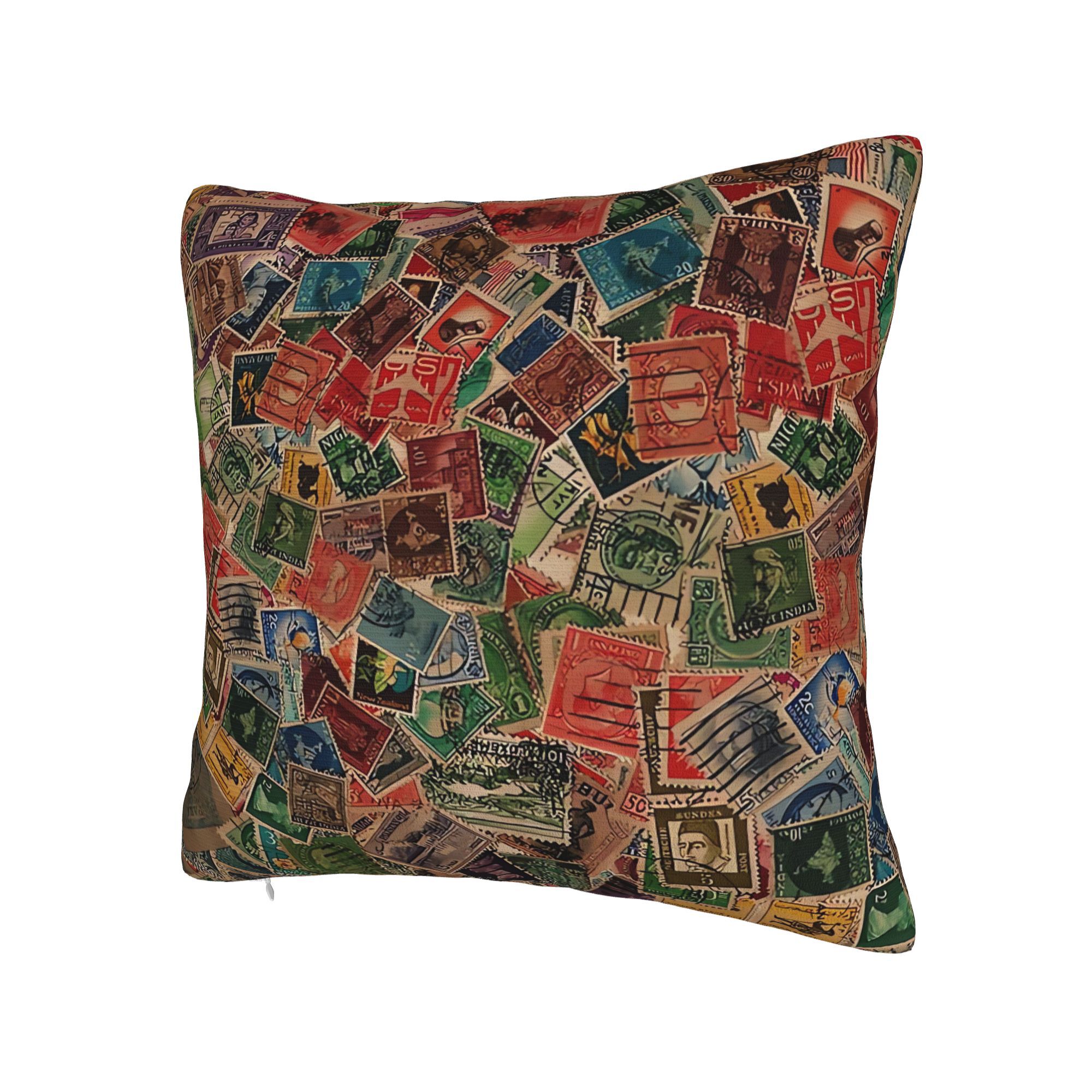 Elegant Cushion Cover Featurin - Collectible Vintage Postage Stamps recension och pris