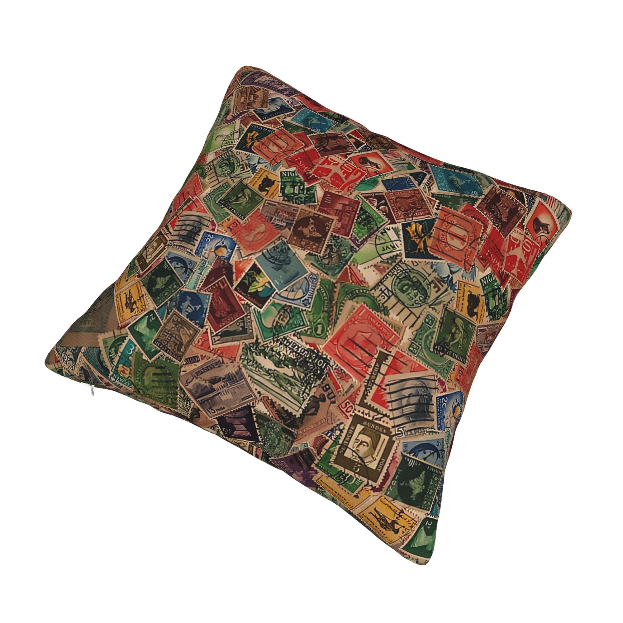 Elegant Cushion Cover Featurin - Collectible Vintage Postage Stamps recension och pris