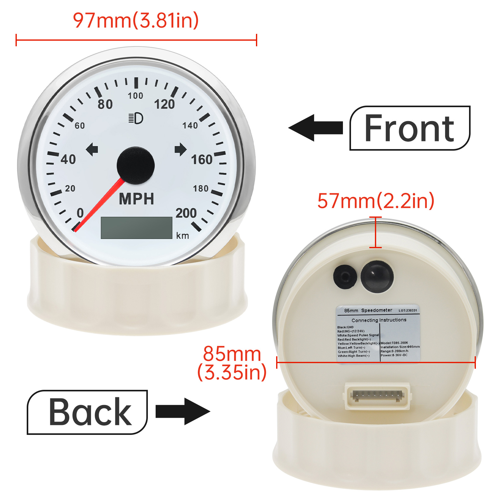 125 200 MPH KMH 85mm Speedomet - Analog Meter Gauge recension och pris