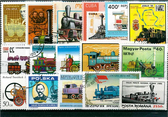 50Pcs/Lot Vintage Old Train St - Collectible Vintage Postage Stamps recension och pris